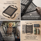 Barrera para perros para coche con malla de seguridad y bolsa de almacenamiento