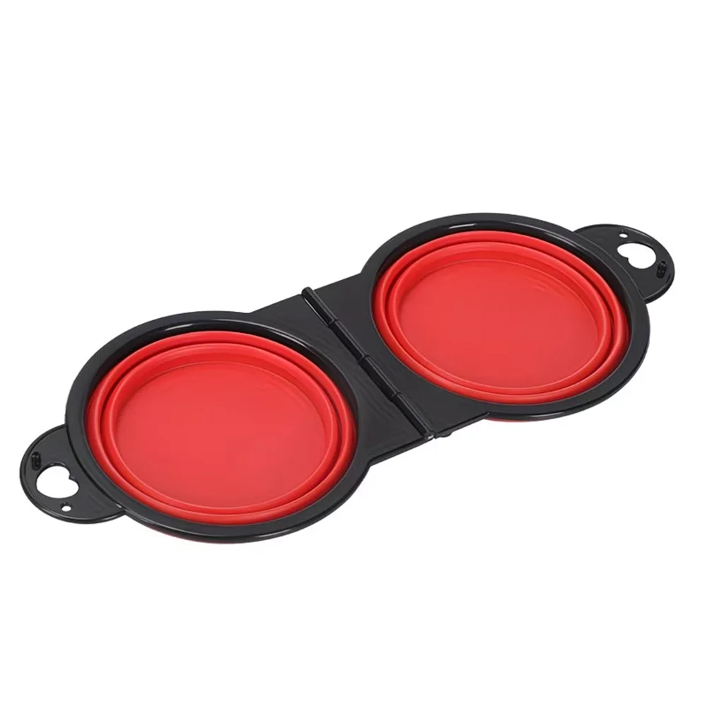 Comederos de viaje dobles plegables para mascotas