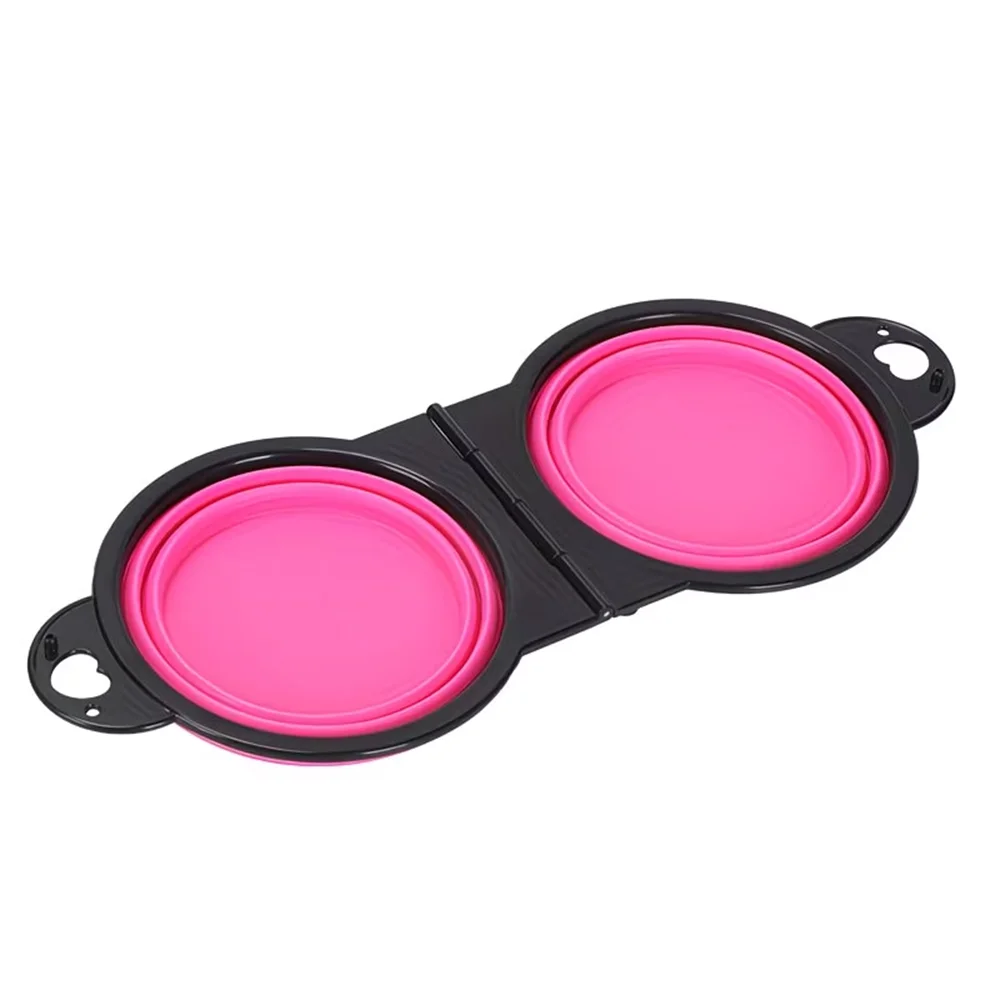 Comederos de viaje dobles plegables para mascotas