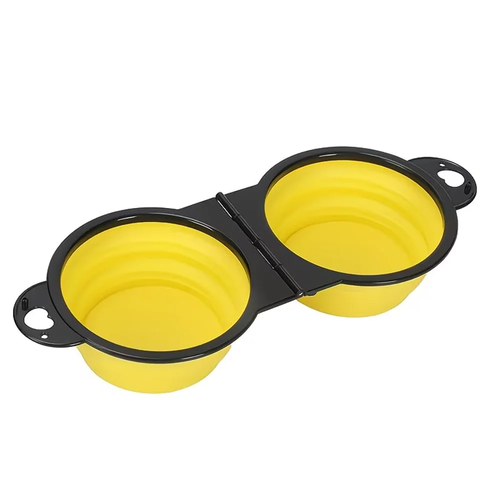 Comederos de viaje dobles plegables para mascotas