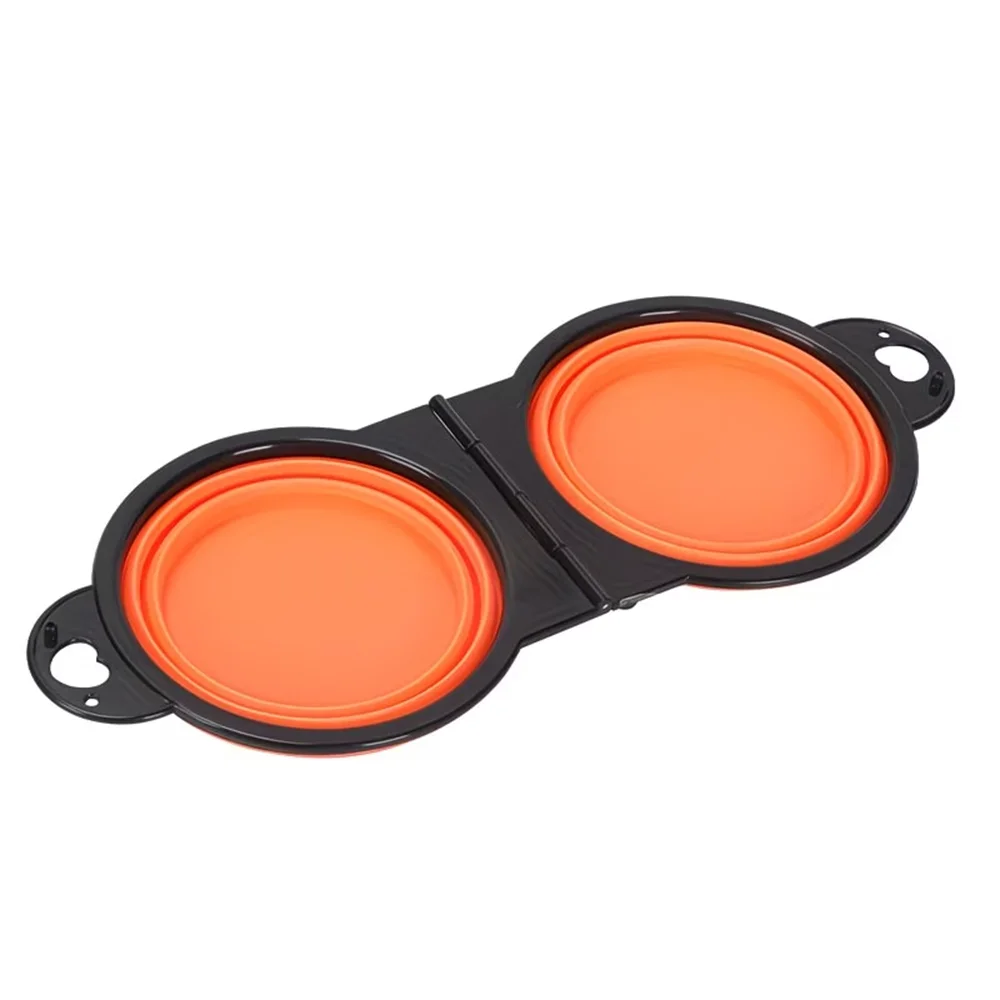 Comederos de viaje dobles plegables para mascotas