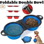 Comederos de viaje dobles plegables para mascotas
