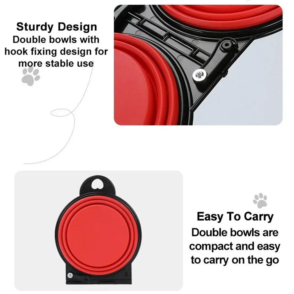 Comederos de viaje dobles plegables para mascotas