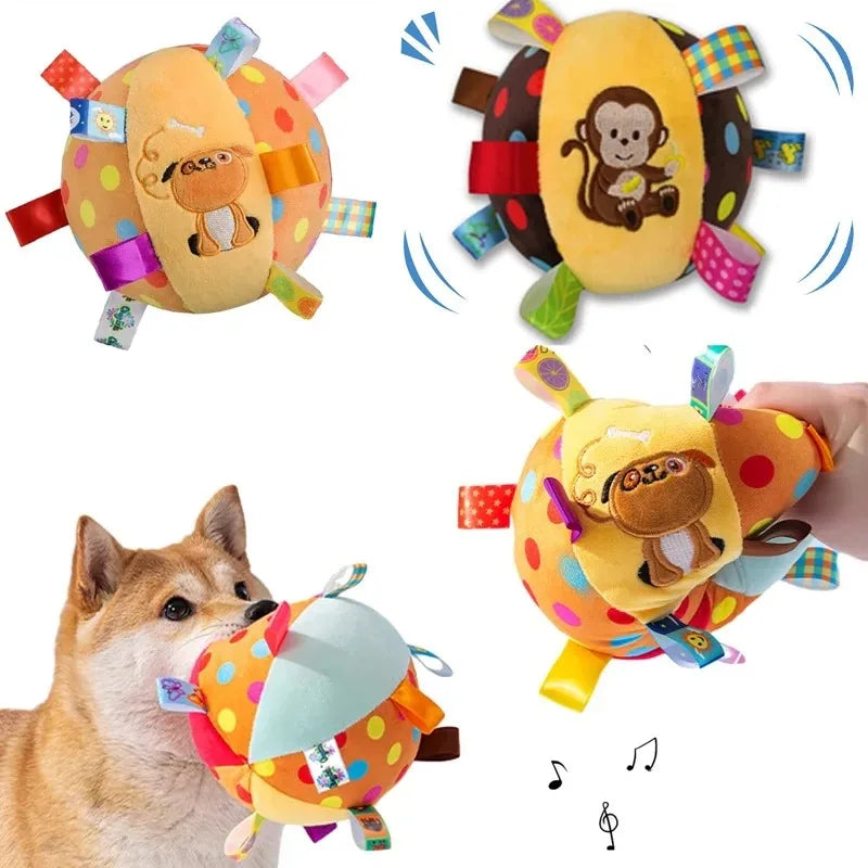 Pelota interactiva resistente para perros con asa