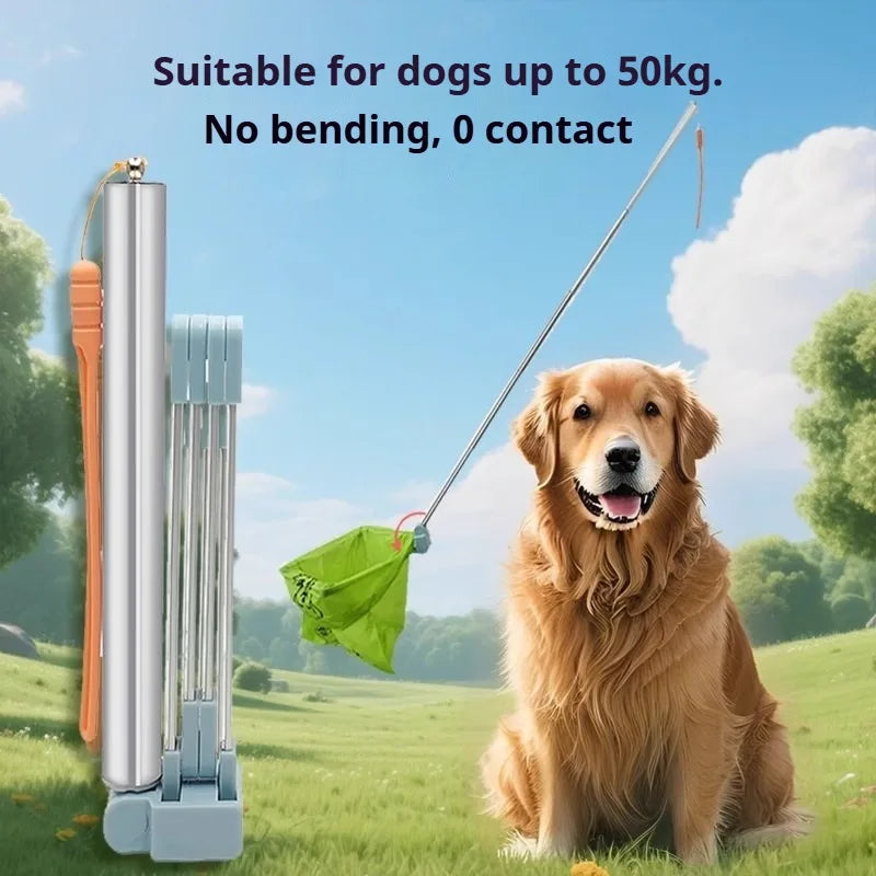 Telescopic Dog Poop Catcher Foldable Pet Waste Pickup Tool Touch Free No Bend Portable Outdoor Cleaning Accessory for Large Dogs